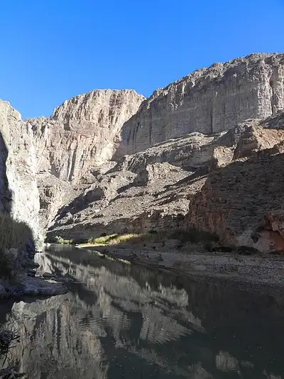 The Rio Grande entering the limestone walls of Boquillas Canyon on the east side of Big Bend National Park.