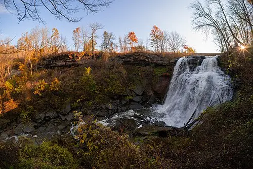 Brandywine Falls dropping 60 feet over a sandstone ledge into the gorge at Cuyahoga Valley National Park.