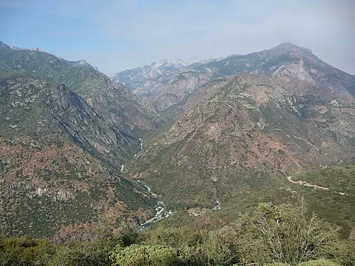 The deep glacier-carved canyon of the Kings River seen from near the Junction View overlook on California Highway 180.