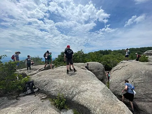 Granite outcrops and forested ridges along the Old Rag Mountain summit in Shenandoah National Park.