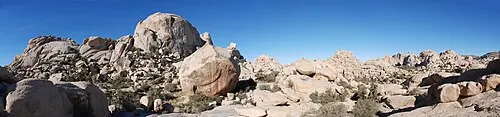The Wonderland of Rocks, a dense expanse of monzogranite domes and boulders between Hidden Valley and Indian Cove.
