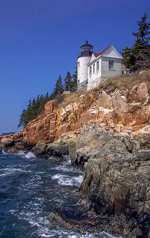 Bass Harbor Head Light Station, built 1858, on the southwest tip of Mount Desert Island, Acadia National Park.