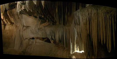 Marble cave formations inside Boyden Cavern in Giant Sequoia National Monument along the Kings Canyon Scenic Byway.