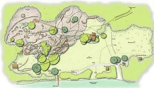 National Park Service site map of the Ellsworth Rock Gardens on the Kabetogama Peninsula.
