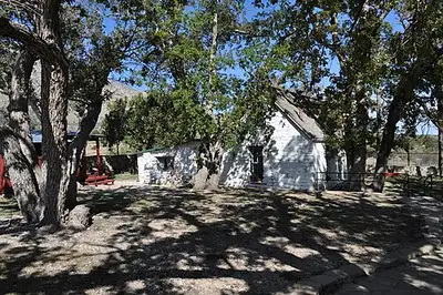 The restored spring-fed Frijole Ranch homestead, now a history museum, at the foot of the Guadalupe Mountains.