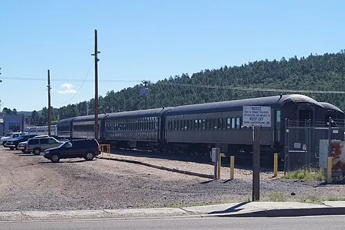 A Grand Canyon Railway train at the depot in Williams, Arizona.
