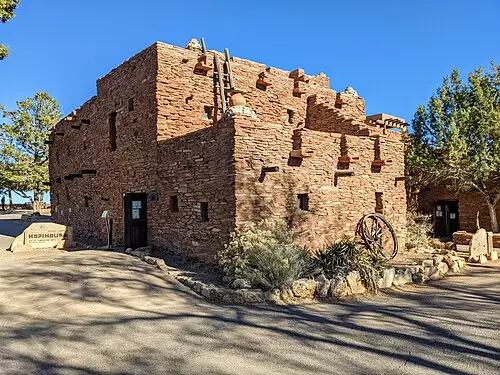 Hopi House, the 1905 Mary Colter stone building on the South Rim at Grand Canyon Village.