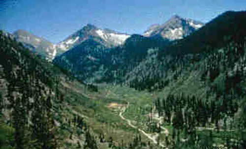 The glacial Mineral King Valley with surrounding peaks in the high country of Sequoia National Park.