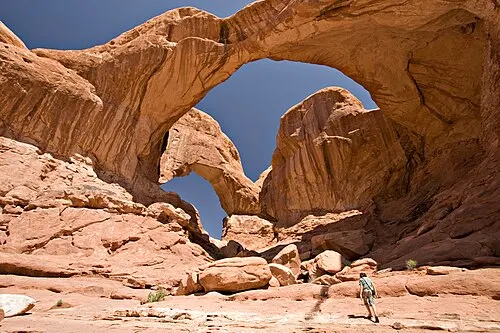 Arches rock country above Moab, the full-service gateway town five miles south of the park on US 191.