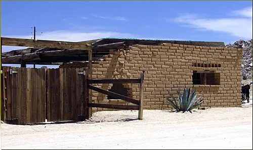 The Canteena building on Mane Street in Pioneertown, California, a 1946 live-in Old West movie set.