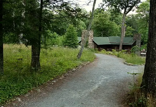 A surviving cabin at Rapidan Camp, Herbert Hoover's 1929 fishing retreat in Shenandoah National Park.