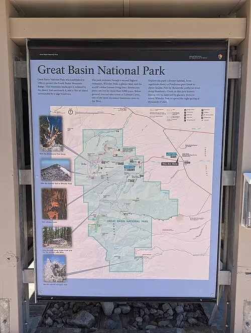 The Great Basin Visitor Center building near Baker, Nevada; the park is a designated Dark Sky park.