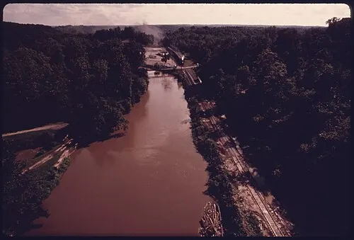 A weekend excursion train running the Cuyahoga Valley line beside the old Ohio and Erie Canal.