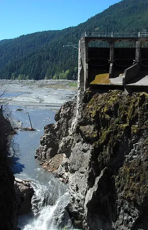 Glines Canyon Dam removal on the Elwha River in 2013.