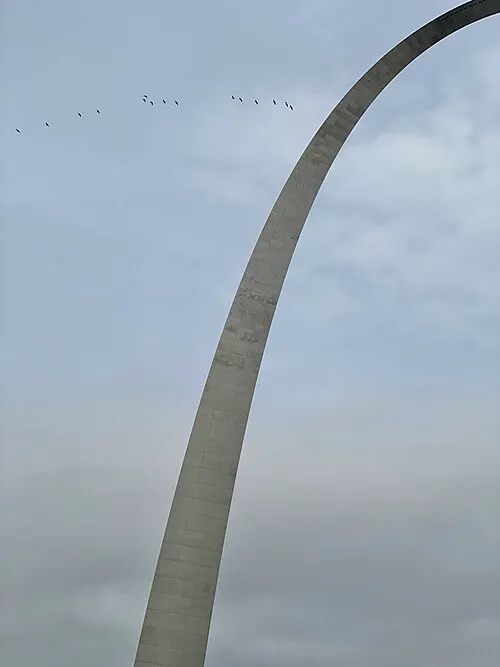 The Gateway Arch seen from the grounds above the underground Museum at the Gateway Arch entrance.