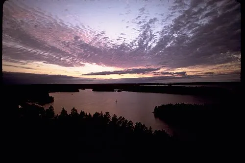 Open water and islands of Voyageurs National Park seen on a ranger-led boat tour.
