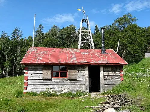 Roy Fure's 1926 log cabin on the Bay of Islands at the north end of Naknek Lake.
