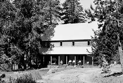 The historic Drakesbad Guest Ranch lodge buildings in the Warner Valley on the park's south side.