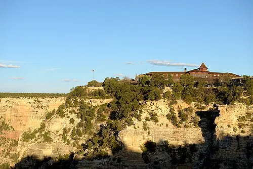 The 1905 El Tovar Hotel, a log-and-stone lodge on the South Rim at Grand Canyon Village.