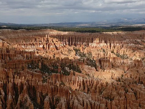The Bryce Amphitheater near North Campground, ranks of hoodoos seen from the rim trail close to the visitor center.