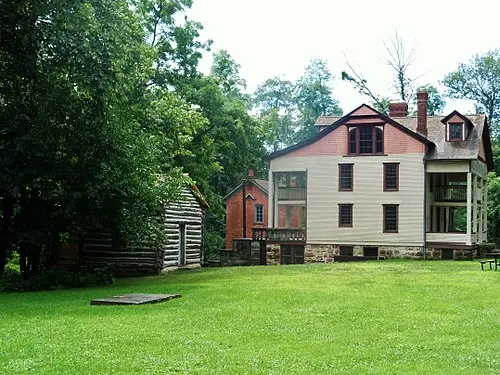 The 1820s Joseph Bailly fur-trading homestead on the trail past Mnoké Prairie at Indiana Dunes.