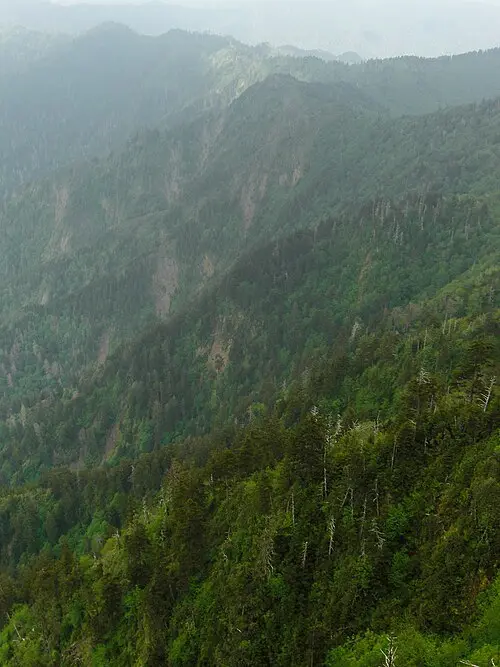 View from Charlies Bunion, a rock outcrop on the Appalachian Trail four miles from Newfound Gap.