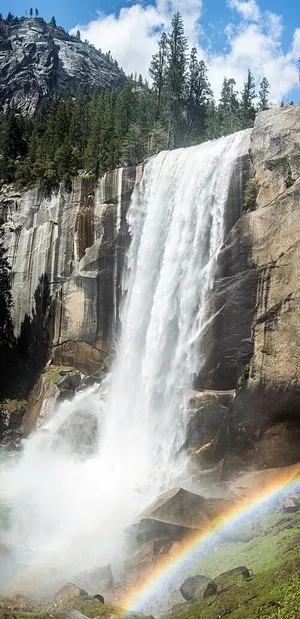 Vernal Fall on the Mist Trail, the granite-step route reached from the Happy Isles trailhead.