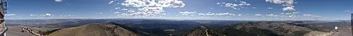 Panorama from the Mount Washburn summit looking south across the Yellowstone interior at 10,219 feet.