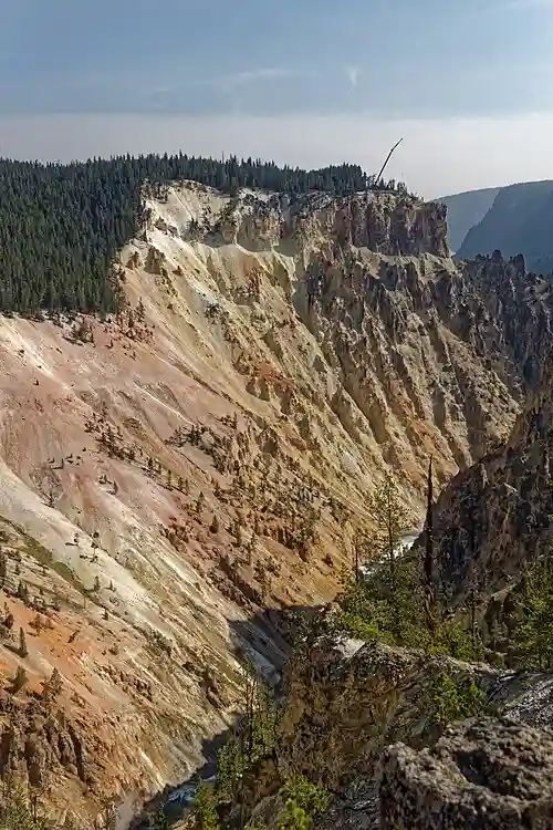 View of the Grand Canyon of the Yellowstone and Lower Falls from the Artist Point overlook on the South Rim.