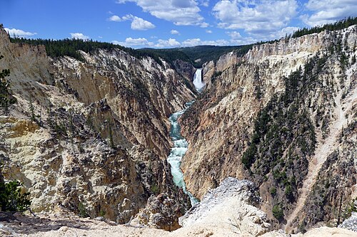 Lower Falls of the Yellowstone River dropping into the Grand Canyon of the Yellowstone, seen from Artist Point